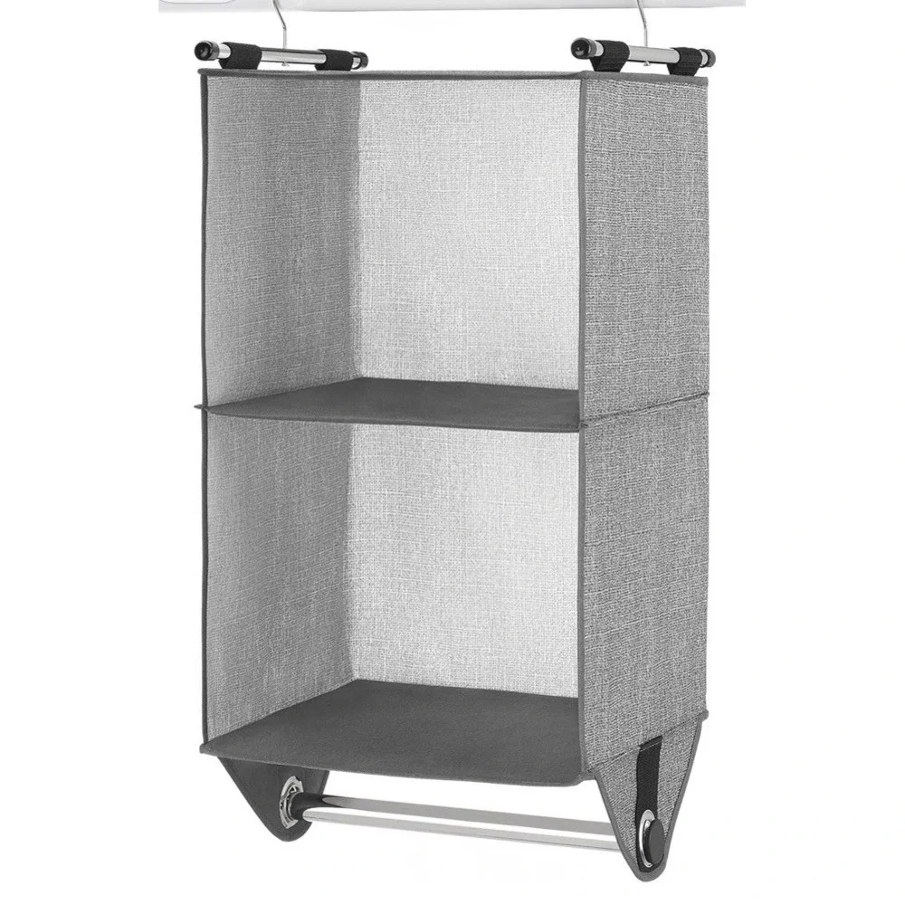 Whitmor 2-Section Closet Organizer - Crosshatch Gray, Sturdy, Durable